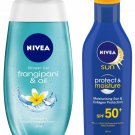 NIVEA Shower Gel, Body Wash, Women, 250ml And NIVEA Sun, Moisturising Lotion, SPF 50, 125ml