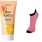 Oriflame Sweden love nature radiance face gel with organic apricot & orange - 50 ml and thin socks