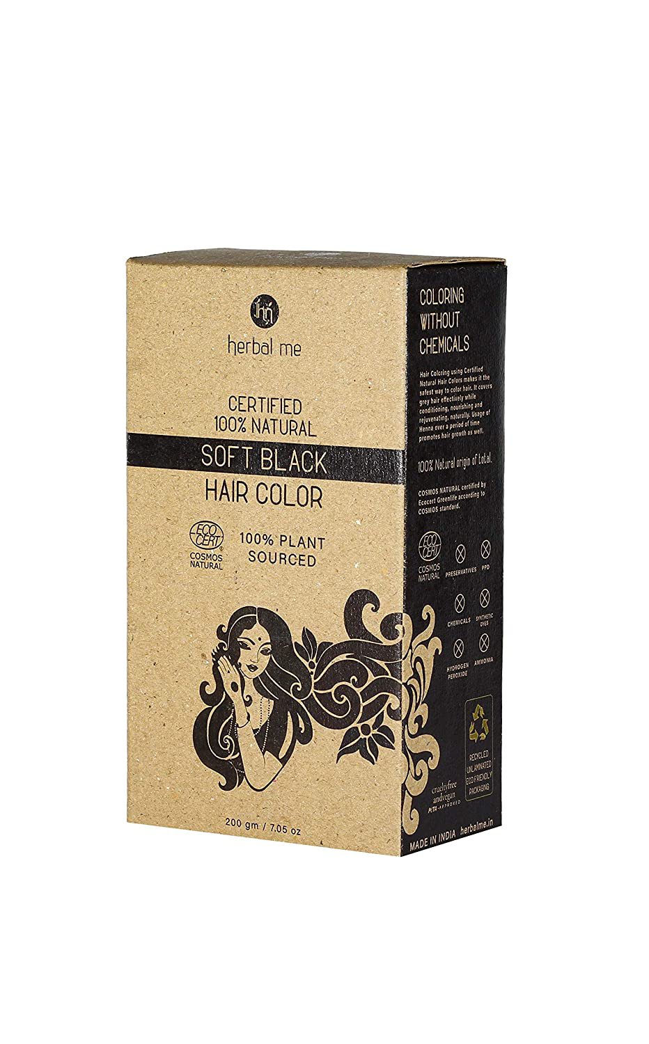 HM HERBAL ME Natural Henna Hair Colour (Soft Black)