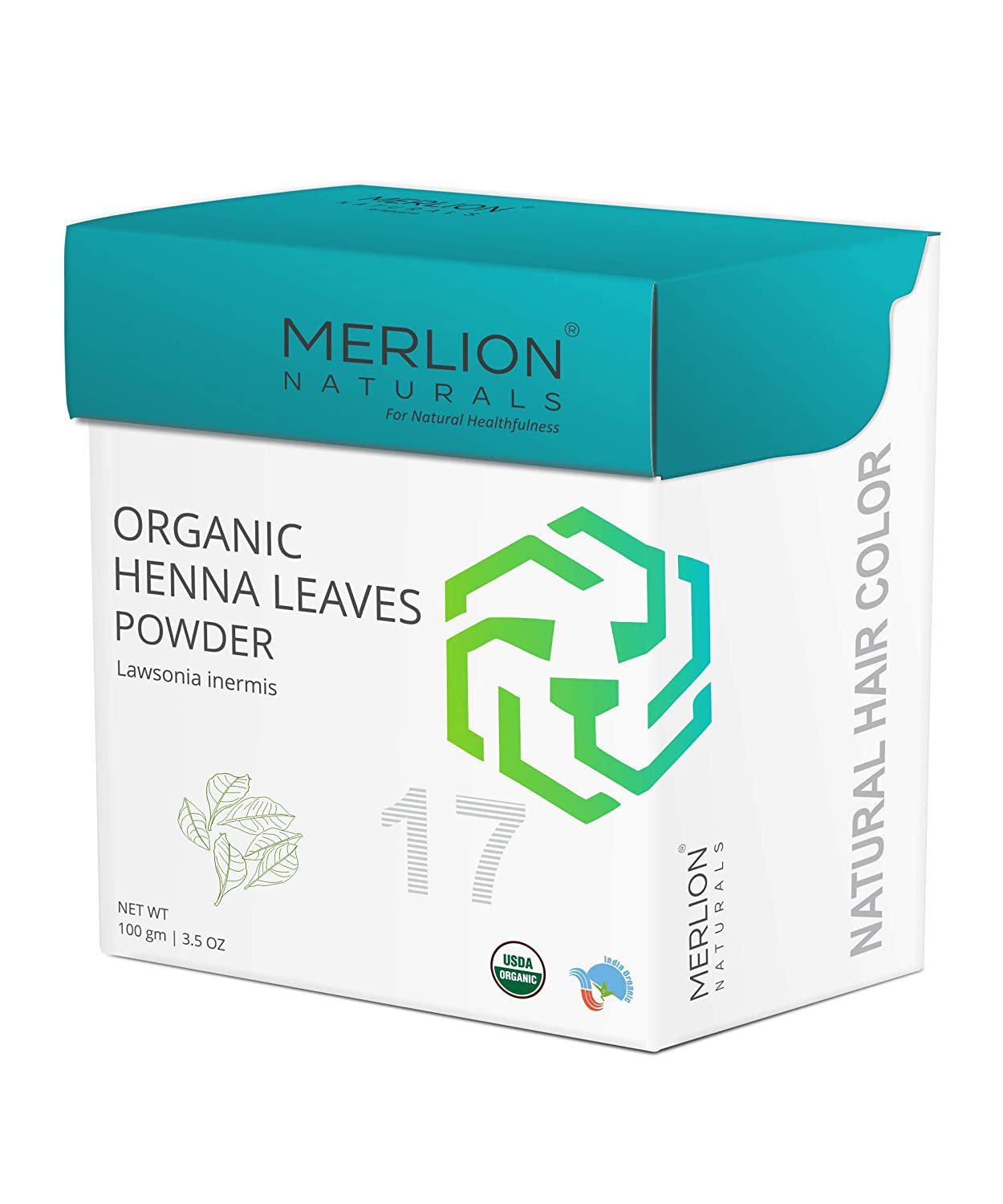 Merlion Naturals Pure Henna Powder, Lawsonia Inermis, 100% Natural Hair Color - 3.5 OZ (100g)