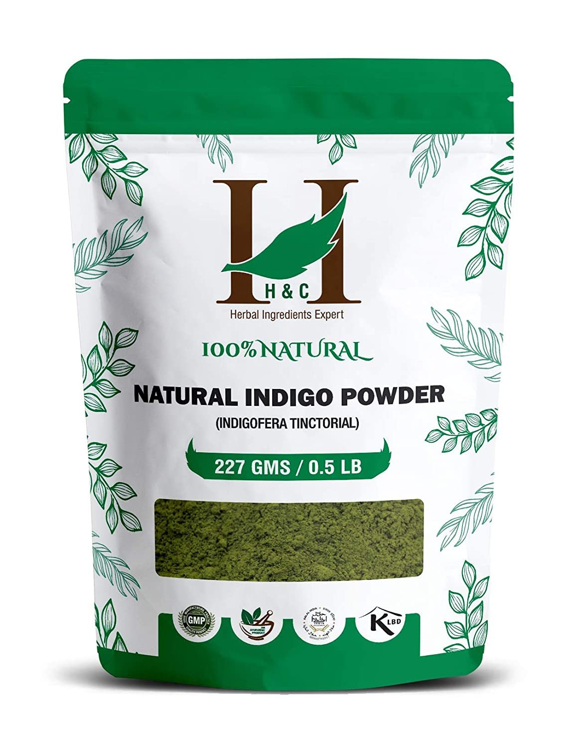H&C Herbal Ingredients Expert Natural Indigo (Indigofera Tinctoria) Powder for hair black (227g