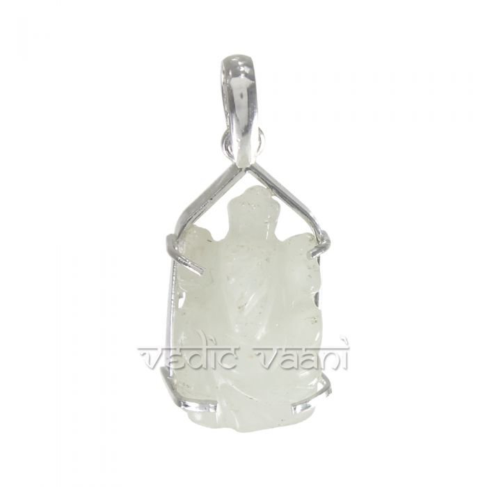 White Jade Gemstone Ganesh Pendant in Pure Silver Buy Online in USA/UK/Europe