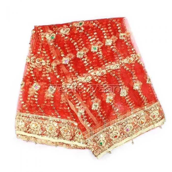 Flower Embroidery Chunri with Fancy Border Online Store in USA/UK/Europe