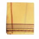 Dhoti with Shawl in Cream Colour with Maroon Strip Buy Online in USA/UK/Europe