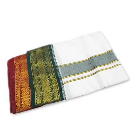 Dhoti with shawl - Desinger border Buy Online in USA/UK/Europe