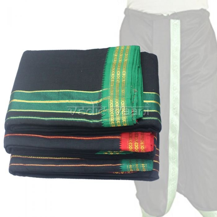 Dhoti (Veshti) and Angavastram - Black Color Buy Online in USA/UK/Europe