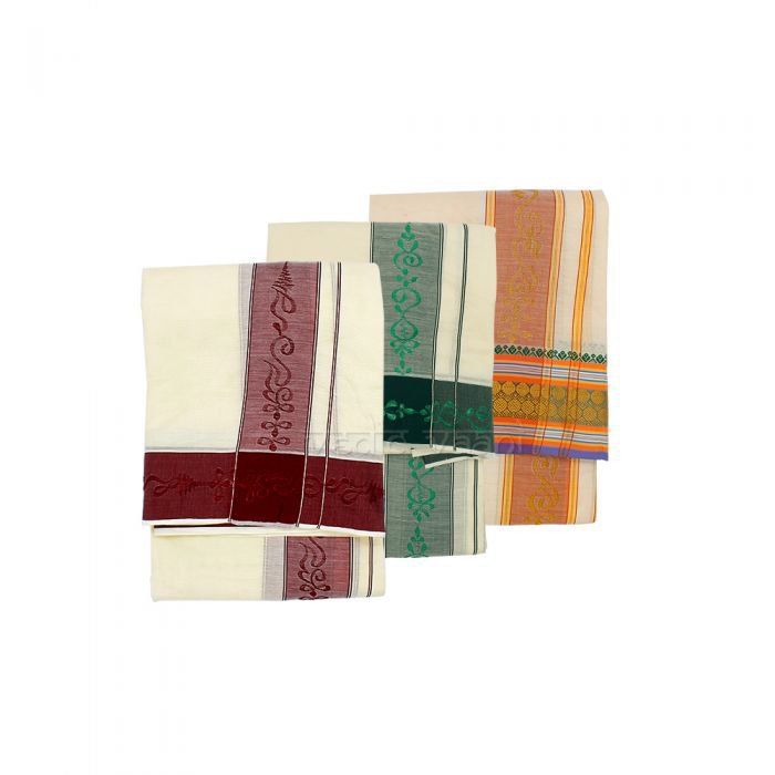 Dhoti with Shawl - Embroidery Work for Pandit Buy Online in USA/UK/Europe