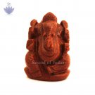 Ekadanta Ganesha Idol in Red Sunstone