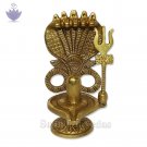Brass Shivling with 5 Head Snake in Brass Metal