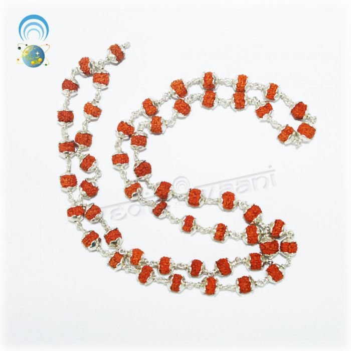 Rudraksha Mala with Silver Caps Buy Online in USA/UK/Europe