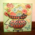 Antique Tile - Flowers & Butterflies