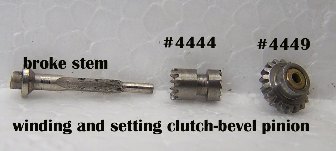 Part# 4449 bevel pinion & 4444 winding & setting clutch