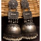 Indian Bollywood Style Oxidized Silver Big Jhumka Earrings Bridal Jewelry Set