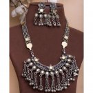 Afghani Jewelry, Silver Oxidised Dual Jewellery Set, Long Necklace, Free Shipp