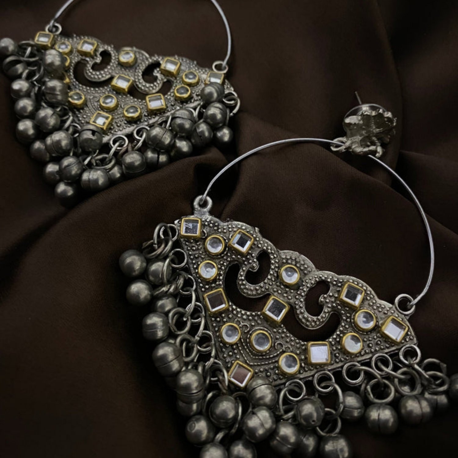 Jewelry Set Oxidized German Silver Peacock Chandbali Style Necklace & Earrings