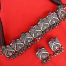 Beautiful Oxidised Silver Choker Necklace Pearls Stone Set For Wedding Bridal
