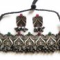 Beautiful Oxidised Silver Choker Necklace Pearls Stone Set For Wedding Bridal