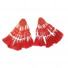 Handmade Tassel 1 Red n 1 pink Seed Beaded Long Statement Earrings