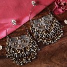 Silver Antique Vintage Oxidised Lehenga  Large Jhumka Earrings Indian jewellery