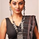 Ghungroo Jewelry Set, Indian Bollywood Style Long Necklace, Silver with earrings