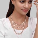 Fashion Women Chain Jewelry Necklace Triple Layer Pearl Pendant 1066