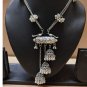 Ghungroo Jewelry, Indian Bollywood Style Long Necklace, Silver Oxidised Metal