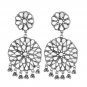 Indian Oxidized Ethnic Antique Mirror Work Oxidised Silver Floral Drop Jhumka