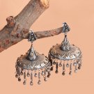 Oxidized Dual Tone Round Studs Jhumka Jhumki Earrings Jewelry women Triangular