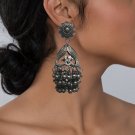 Silver Oxidized Black Polish Jhumka Earrings, Indian Jewellery, Ethnic Jewelry