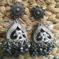 Silver Oxidized Black Polish Jhumka Earrings, Indian Jewellery, Ethnic Jewelry