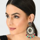 Indian Hand Beaded Pearl Earrings, Kundan Handmade Earrings, Bridal Earrings