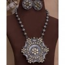 Long Necklace Set, Indian Jewelry, Silver Oxidised Jewelry, Ethnic Fashion
