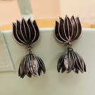 Oxidized German Silver Handmade Big Statement Lotus Small Jhumka Earrings