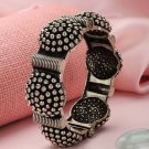 2 Indian Traditional Bollywood Silver Oxidized Bangles Cuff Bracelet Adjustable