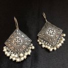 Oxidized German Silver Handmade Big Statement Studs Jhumka Earrings