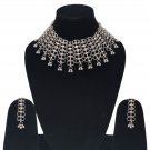 Oxidised Metal Handmade Indian Ethnic Black & Silver choker Necklace Jewelry set