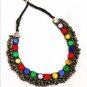 Indian Ethnic Bollywood Style Design Silver Oxidized Long Mirror Necklace Set