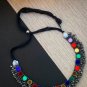 Indian Ethnic Bollywood Style Design Silver Oxidized Long Mirror Necklace Set