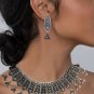 Indian Bollywood Style Oxidised Silver Kundan Jewelry Pearl Choker Necklace Set