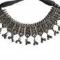 Indian Bollywood Style Oxidised Silver Kundan Jewelry Pearl Choker Necklace Set