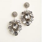 Chico's Grey Crystal Chandelier Earrings Pierced Drop Women Silver Gray 2" NEW