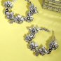Oxidized Silver Floral Hoop Earrings