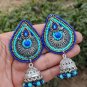 NATIVE STYLE HANDCRAFTED ARTISAN BLUE  TEARDROP POST EARRINGS