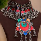 Afghani Bollywood Style Indian Designer Silver Oxidized Boho Jewelry Necklace