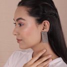 Indian Bollywood Oxidised Stud Earrings Silver look alike