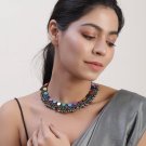 Indian Oxidized Necklace Set Silver Jewelry Sets Bollywood Fashion Mirror Set