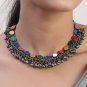 Indian Oxidized Necklace Set Silver Jewelry Sets Bollywood Fashion Mirror Set
