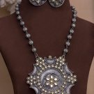 Antiqued Gold Tone Long Boho Filigree Pendant Necklace 30"