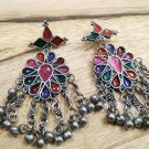 Indian Traditional Oxidised Silver Kundan Chandbali Earrings For Girls & Women
