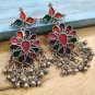 Indian Traditional Oxidised Silver Kundan Chandbali Earrings For Girls & Women